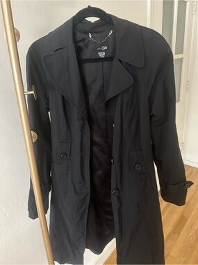 East 5th Black Trench Coat Medium Tall Classic Lightweight Jacket Women